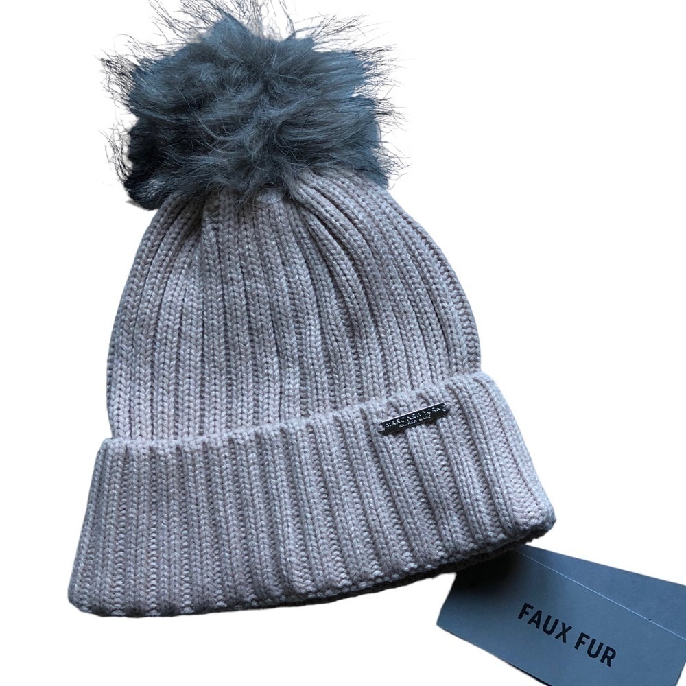 Marc New York Faux Fur Rib Knit Beanie Tan NWT